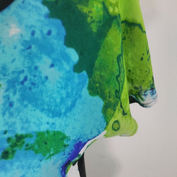 CONTEMPORARY PRINT HI-LO SHORT SLEEVE Pullover BLOUSE SZ S - Picture 5 of 6